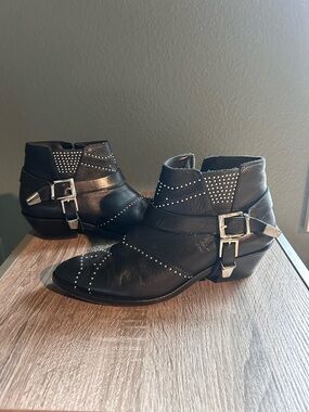 Anine Bing Black Studded Western Bootie sz 39